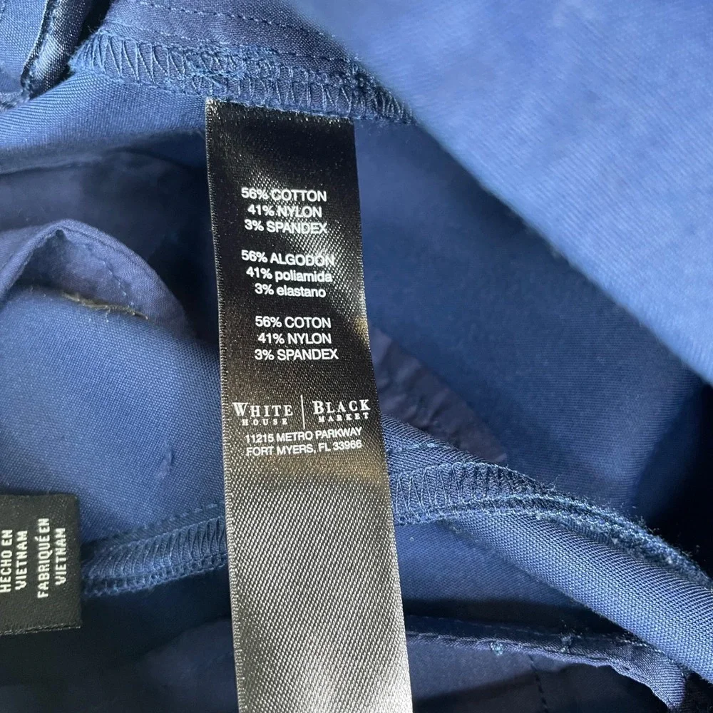 White House Black Market Perfect Form Navy Blue Straight Crop Pants Size 6